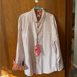 New  use as a gift J Garcia Dress shirt with art print on roll up sleeves